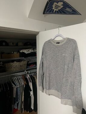 Rip Curl Light Gray Striped Long Sleeve Tee